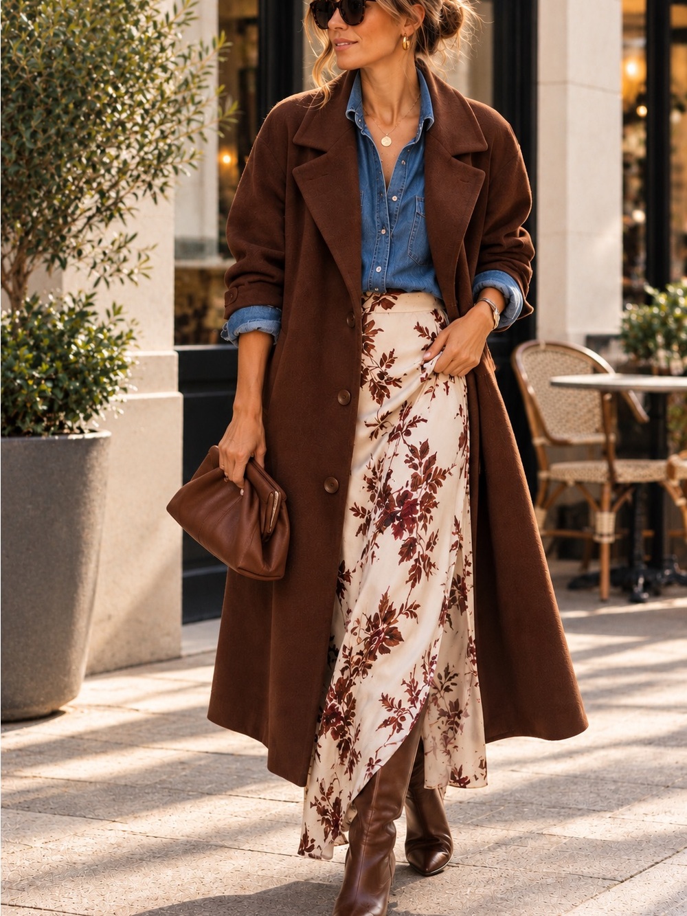 Classic Brown Women's 100-% Wool Long Coat
